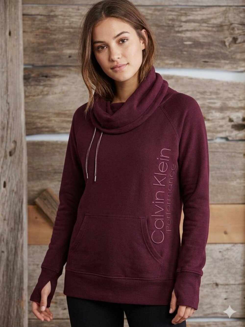 𝅺calvin Klein Size Small Burgundy Cowl Neck Sweatshirt